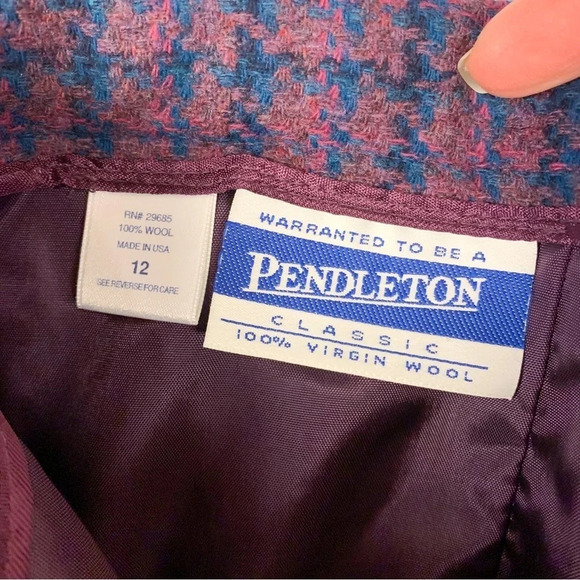 Vintage Pendleton Purple Plaid Classic Wool Skirt - Picture 4 of 5